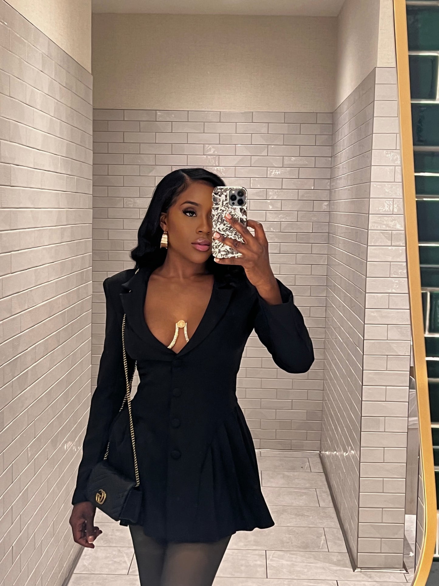 Hillary Pleated Blazer Dress x Black