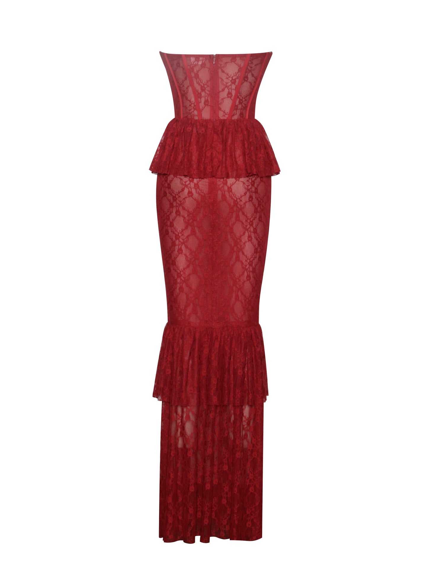 PRE-ORDER Rubí Lace Corset Maxi Dress x Burgundy