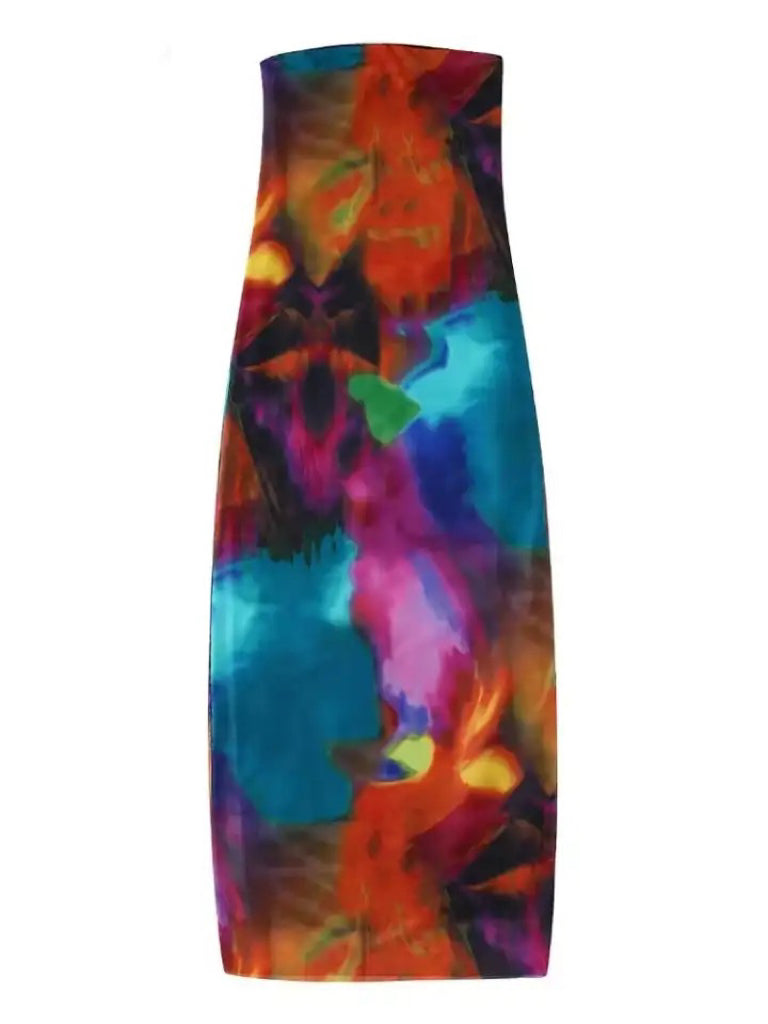 Eva Strapless Convertible Midi Dress x Multi Floral