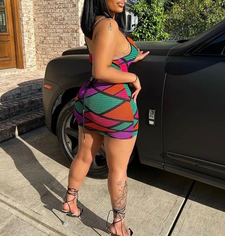 PRE-ORDER Suki Mesh Multi-Color Cutout Dress