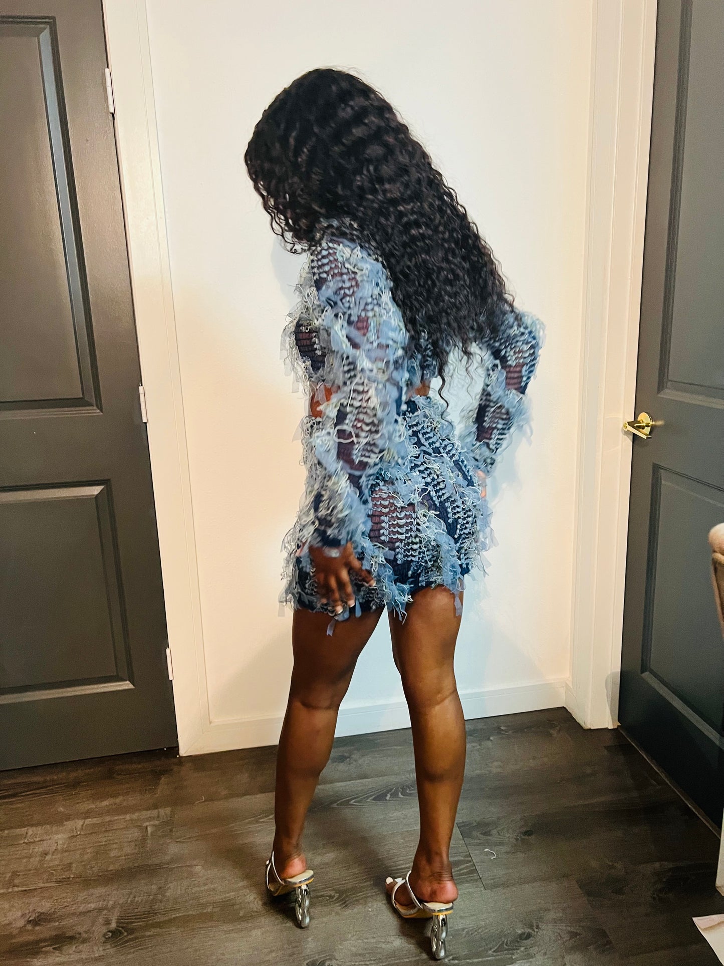 Marayah Distressed Long Sleeve Top And Bodycon Skirt Co-ord