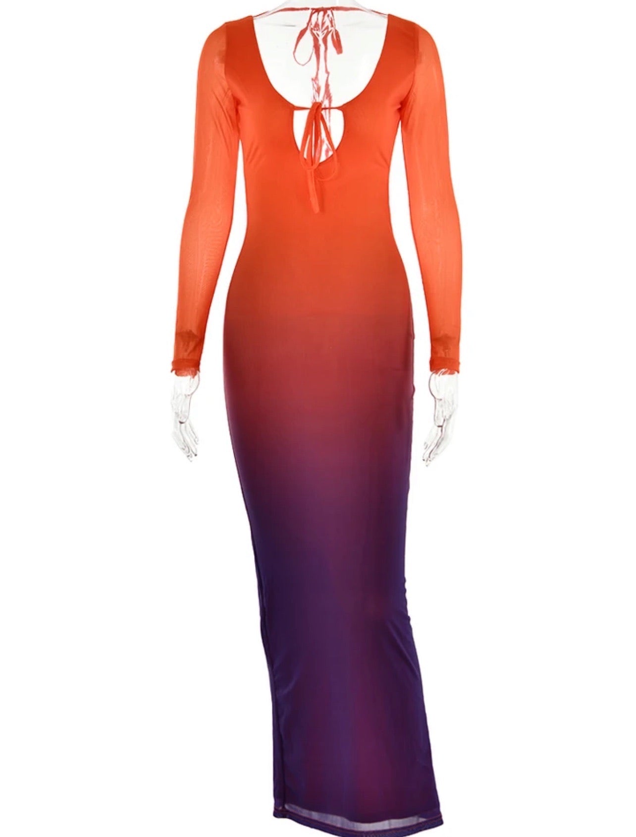 Melina Ombre Backless Bodycon Dress x Red