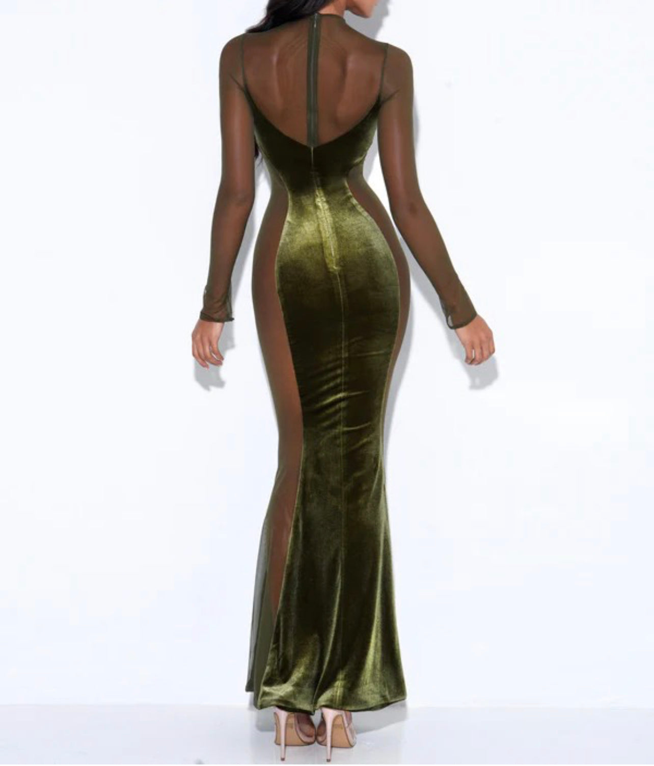 PRE-ORDER Sulani Velvet Cut Out Mesh Gown