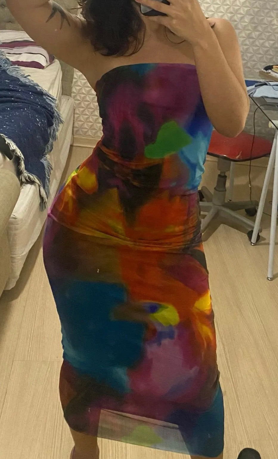 Eva Strapless Convertible Midi Dress x Multi Floral