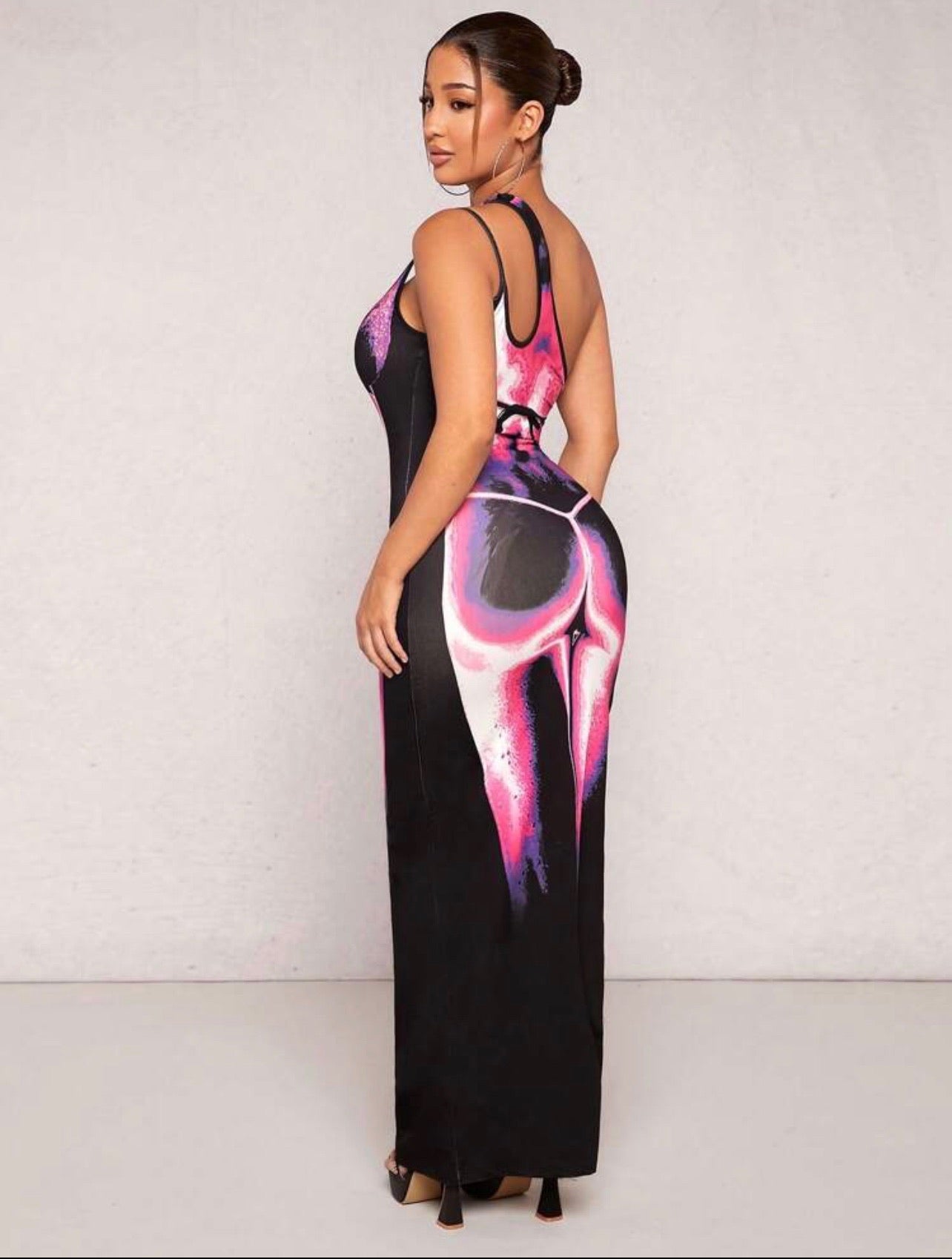 Rio Body Heat One Shoulder Cut Out Maxi Dress x Pink