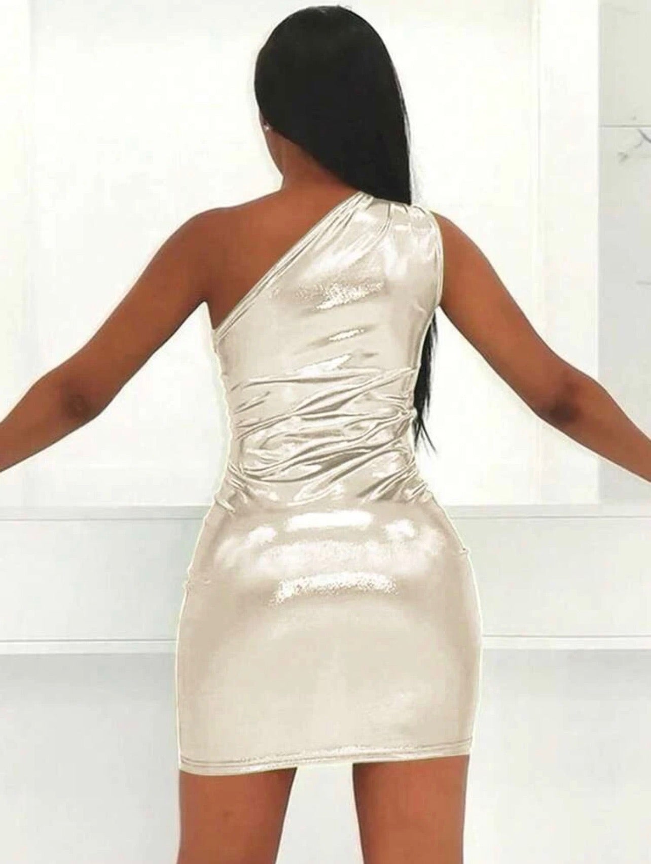 Stella Intergalactic Liquid Mini Dress - Apricot