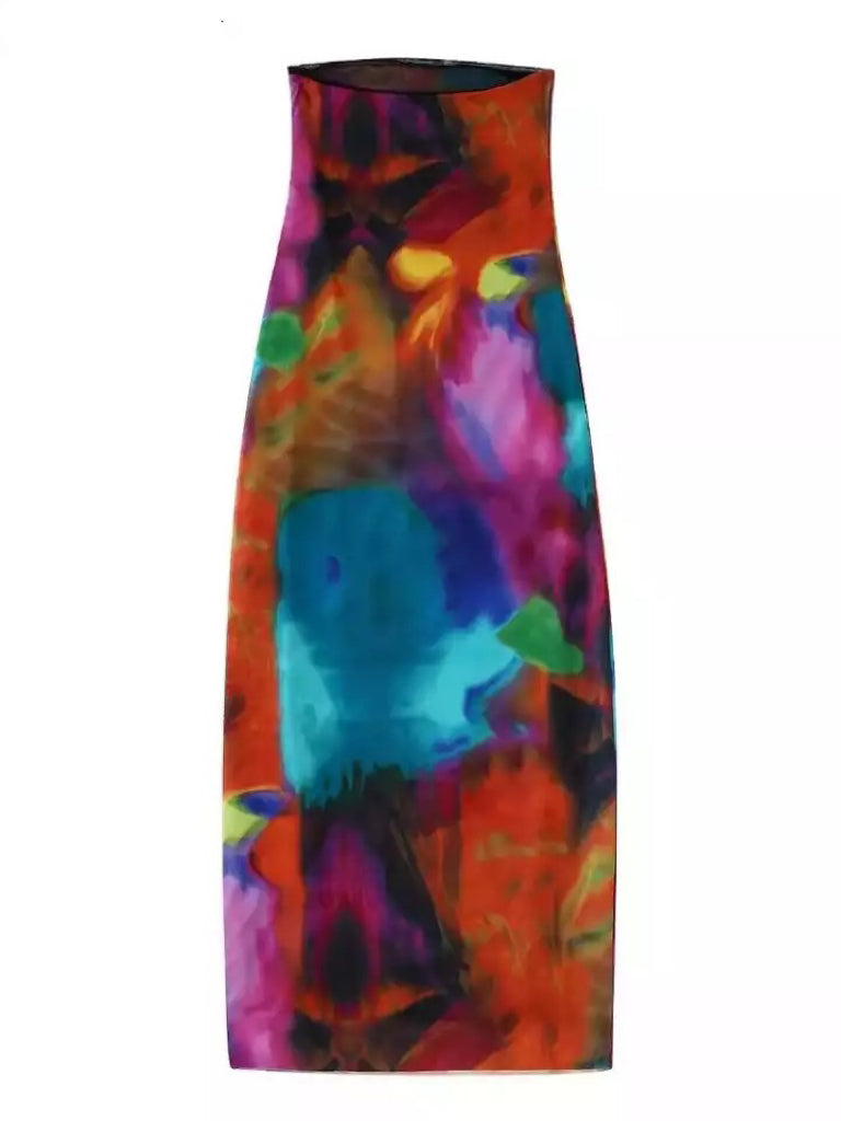 Eva Strapless Convertible Midi Dress x Multi Floral