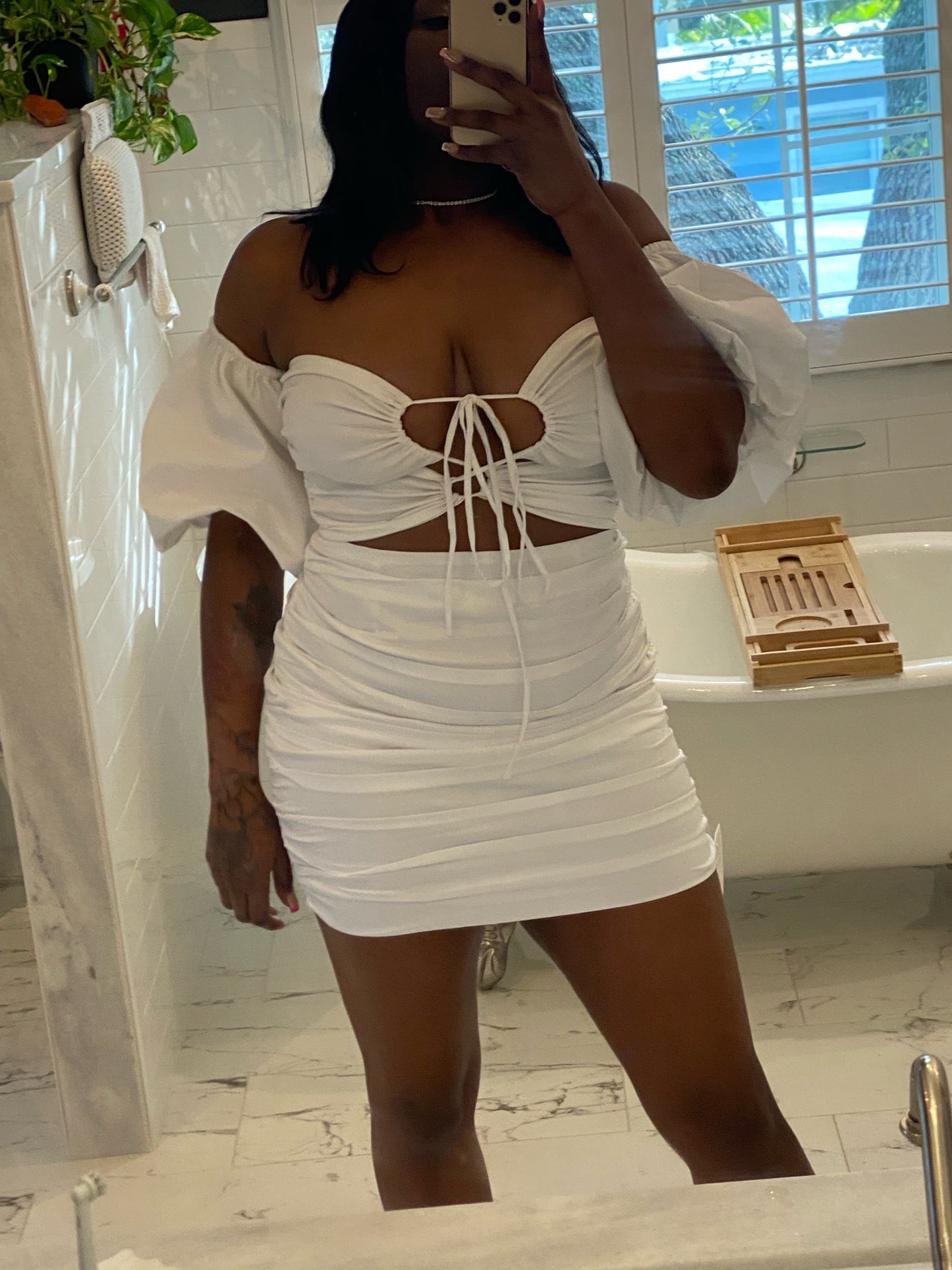 Valara Crossbody Dress x White