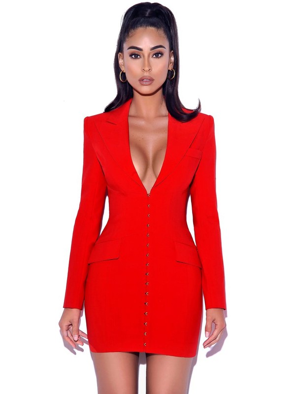 Natalia Blazer Dress x Ruby Red