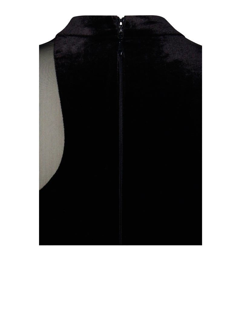 PRE-ORDER Angelika Velvet Sheer Cutout Dress x Noir