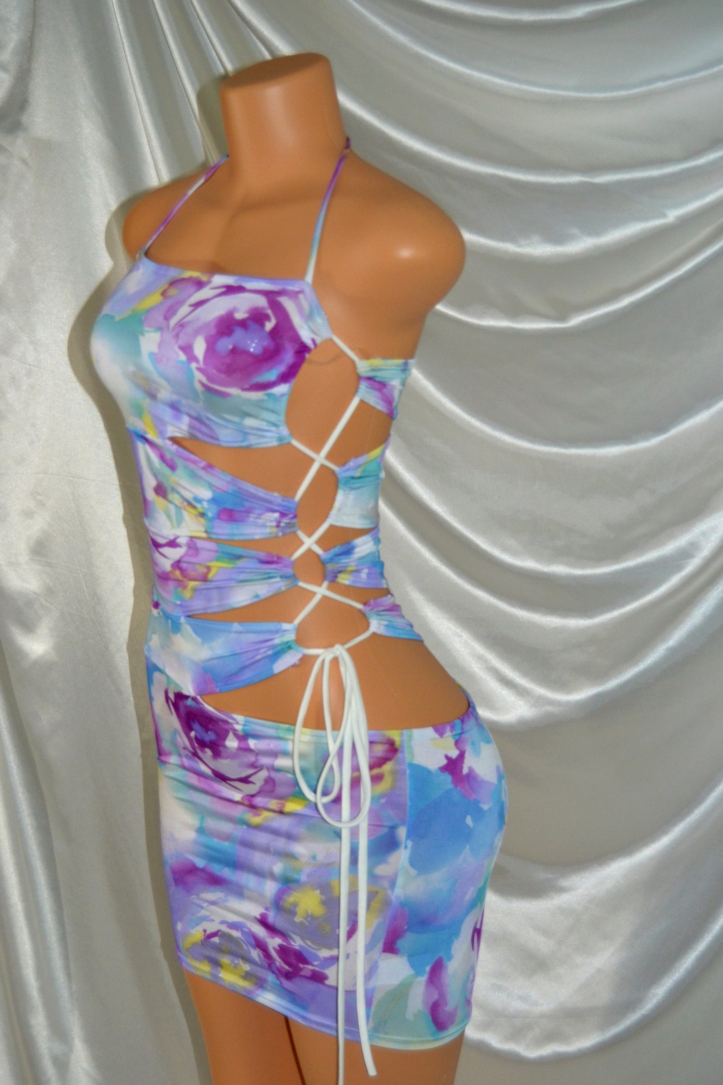 Tahiti Side Cutout Bodycon Dress - Floral