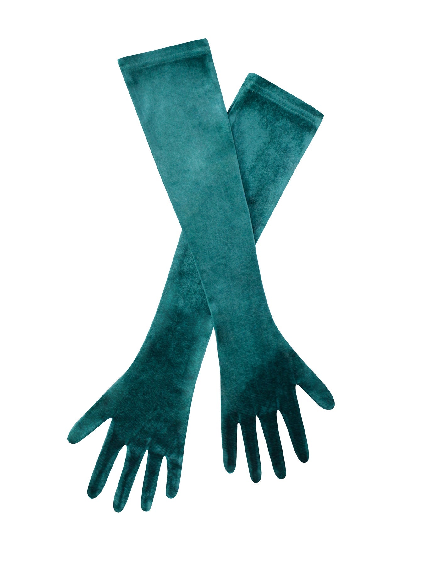 PRE-ORDER Azure High Slit Velvet Gown With Gloves x Teal