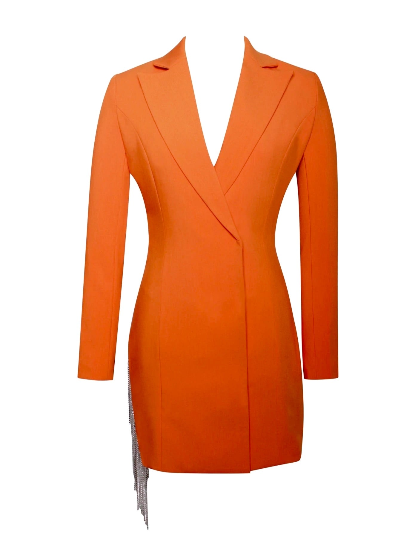 PRE-ORDERS Eliza Crystal Fringe Blazer Dress x Orange