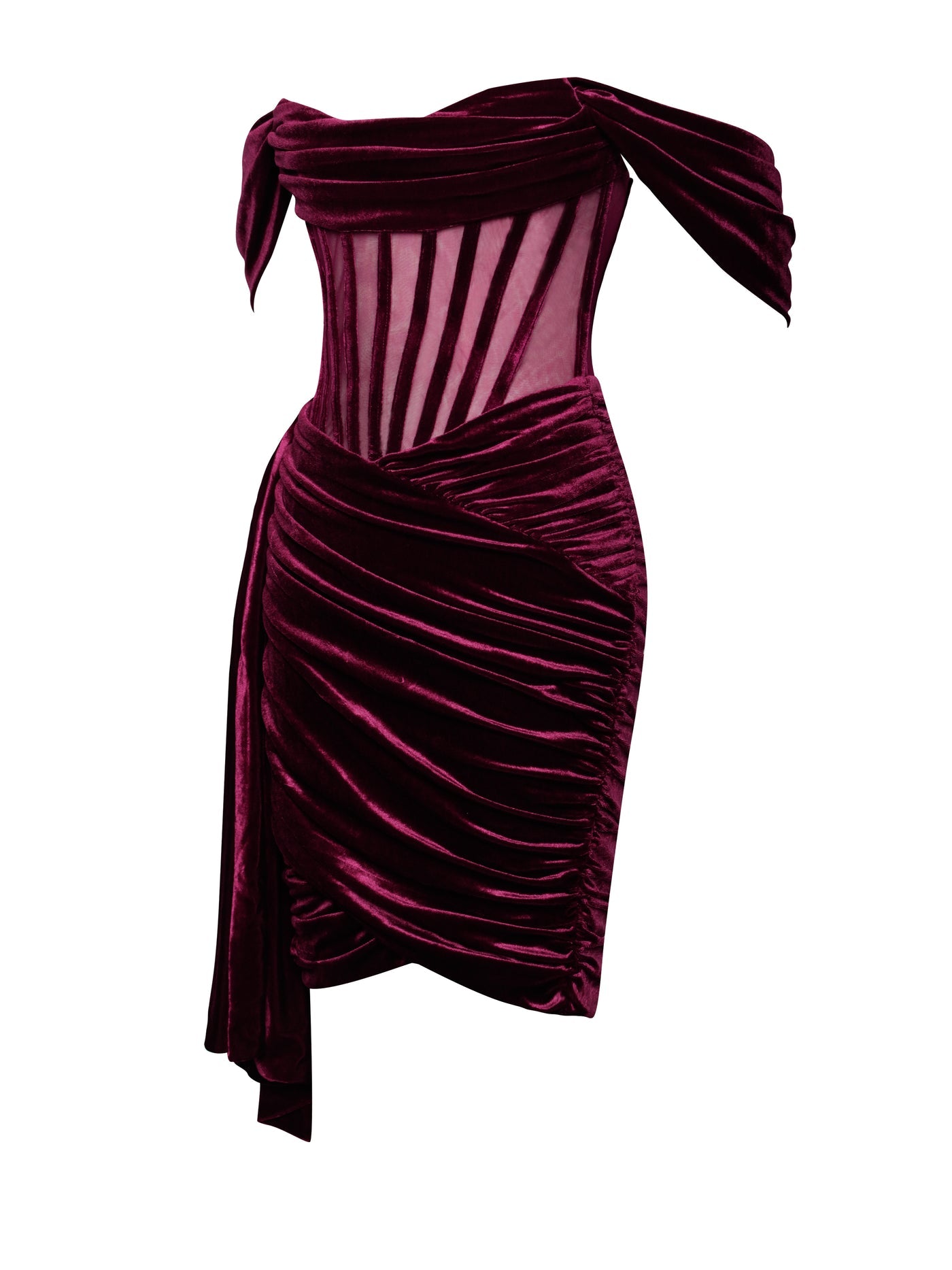PRE-ORDER Valentina Velvet Corset Dress x Burgundy
