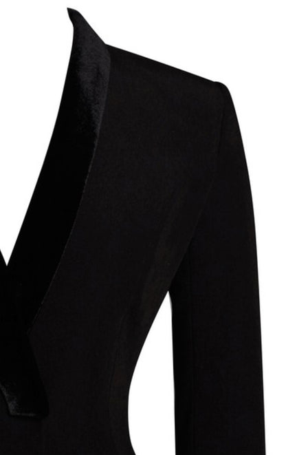 PRE-ORDER Natti Feather Trim Blazer Dress x Black
