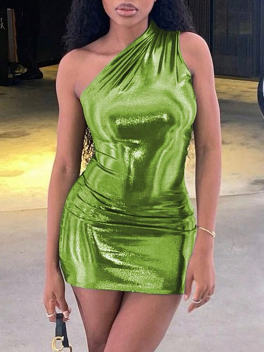 Stella Intergalactic Liquid Mini Dress - Neon Green