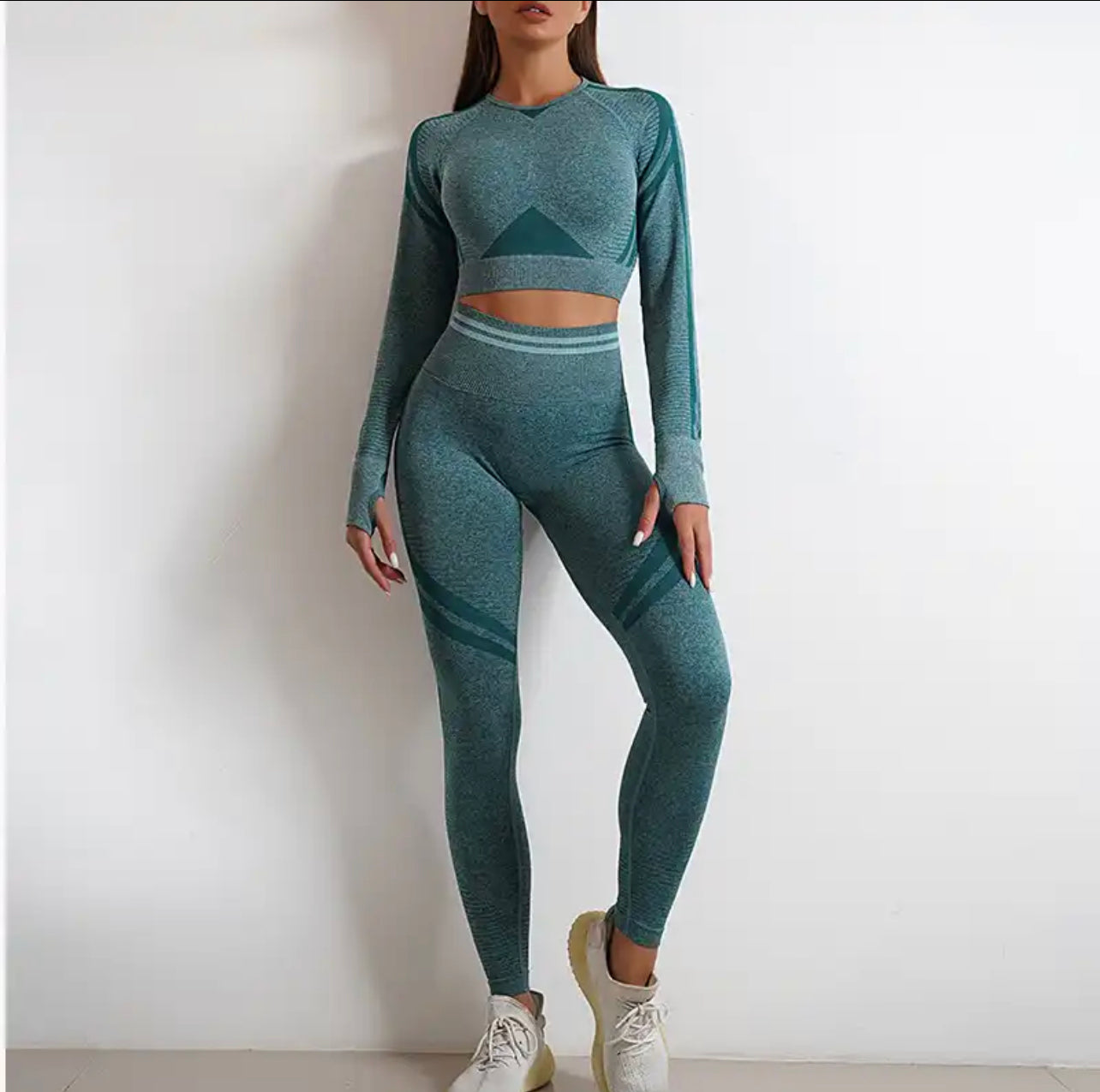 PRE-ORDER Tiffany Long Sleeved Seamless Backless Athletic Wear Set