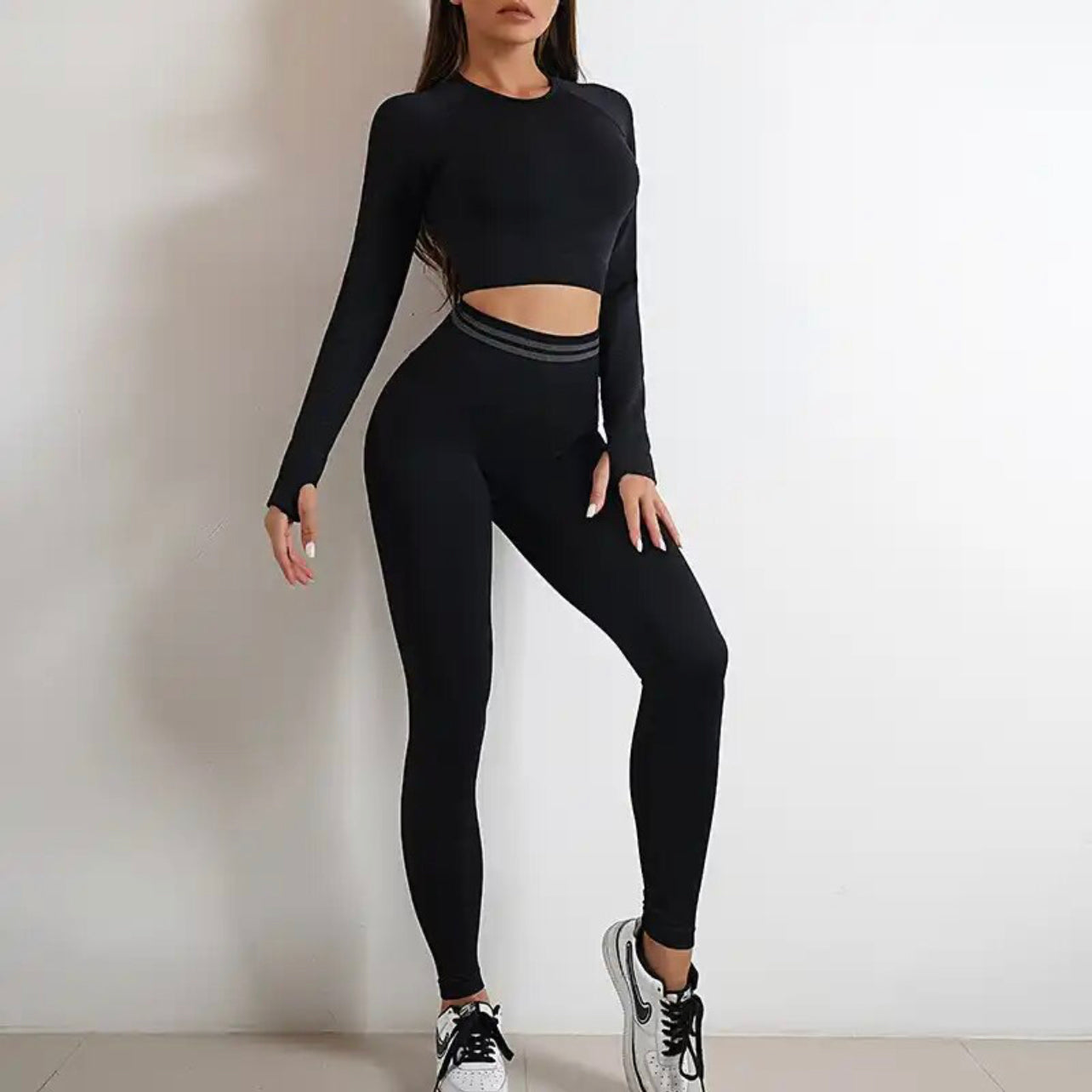 PRE-ORDER Tiffany Long Sleeved Seamless Backless Athletic Wear Set