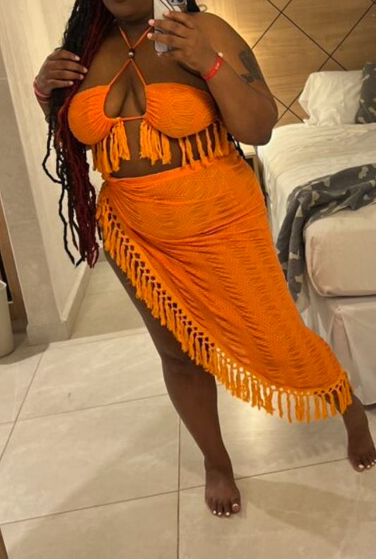 Suzy Crochet Coverup Co-ord Plus x Orange