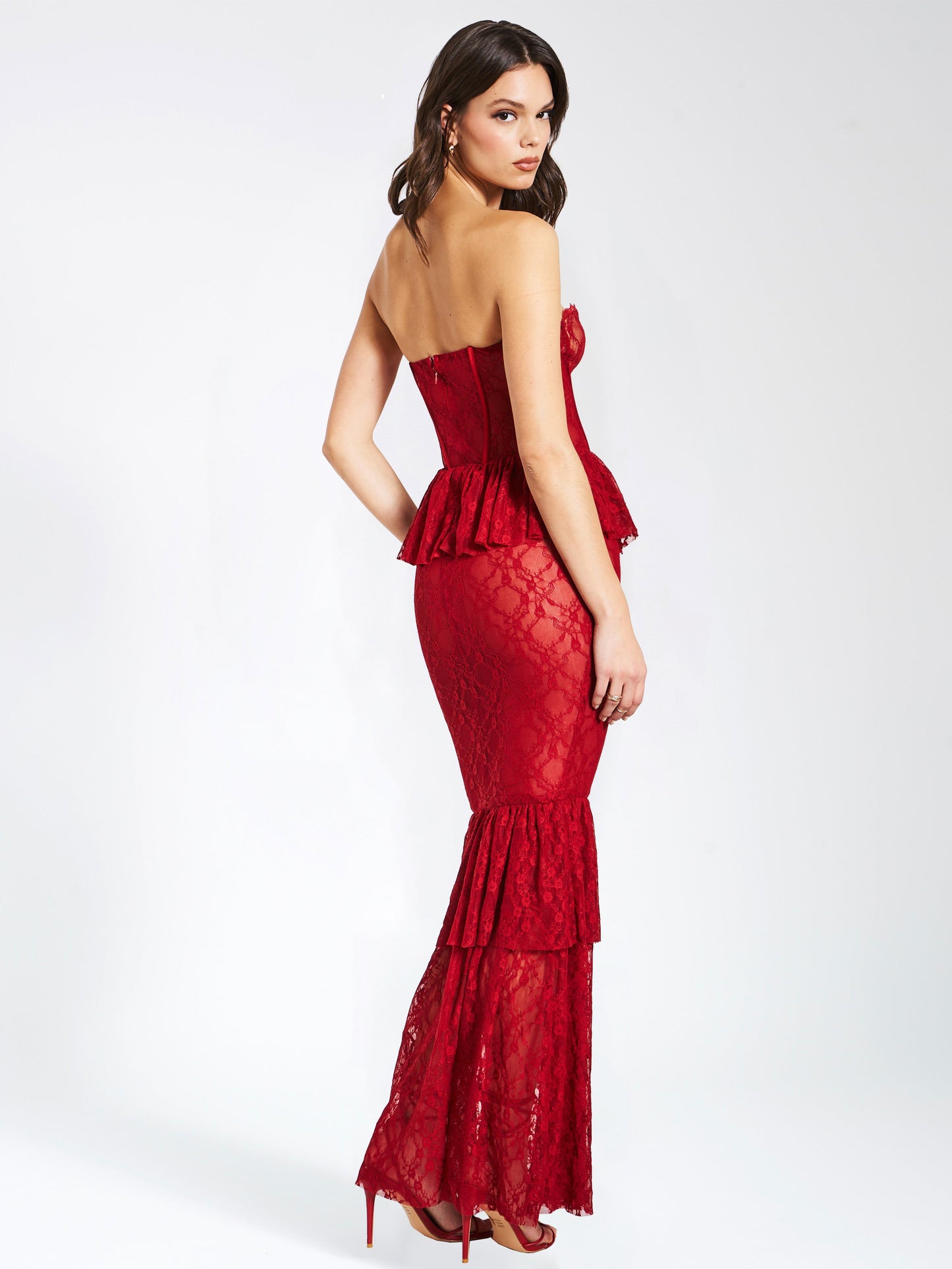 PRE-ORDER Rubí Lace Corset Maxi Dress x Burgundy