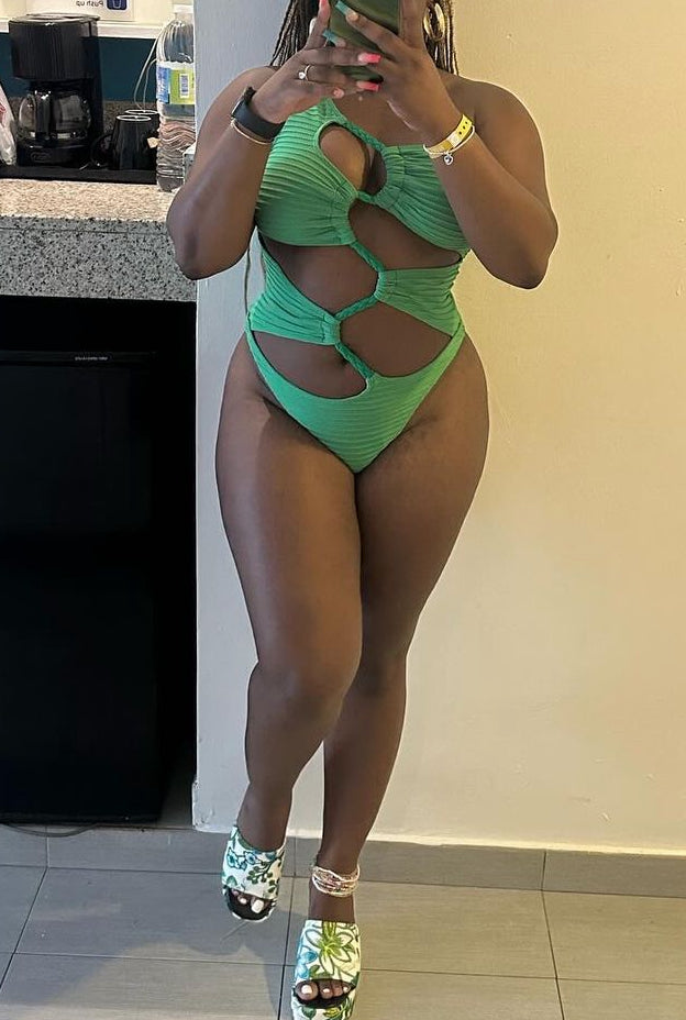 Clara Rope Twisted Bathing Suit x Green