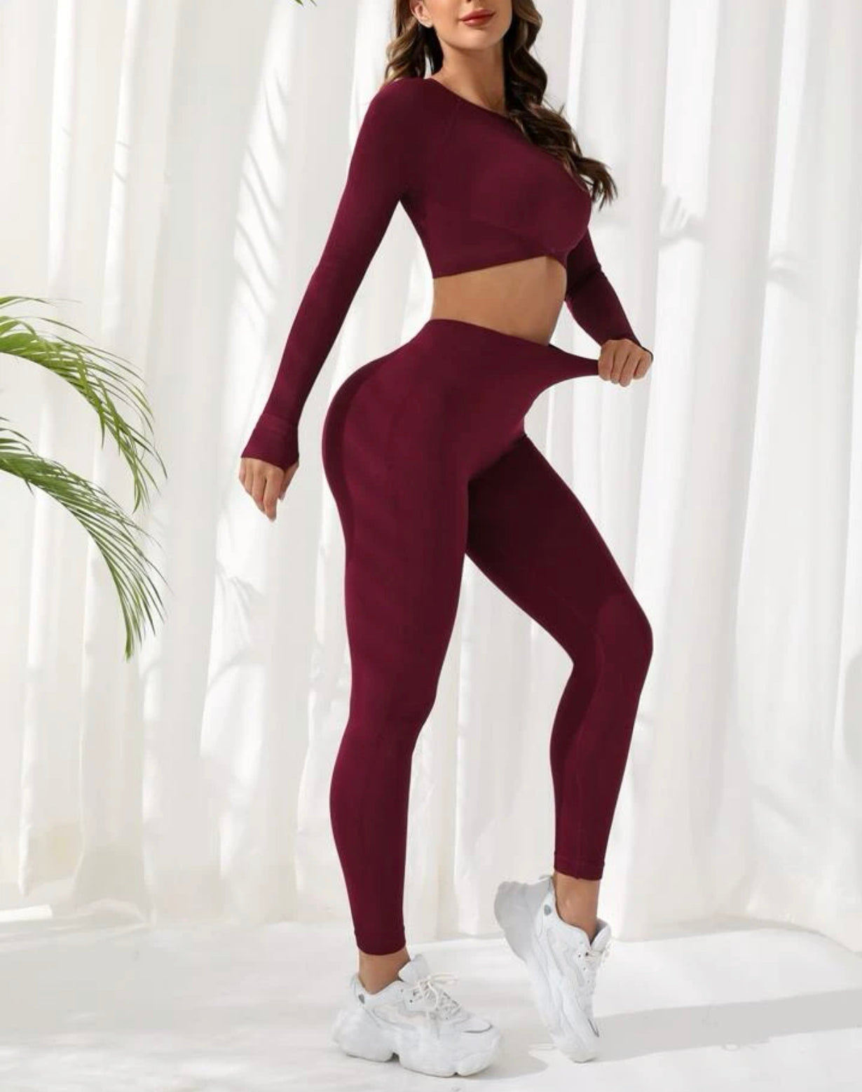 Zoraya 2 Piece Seamless Athletic Set x Dark Wine