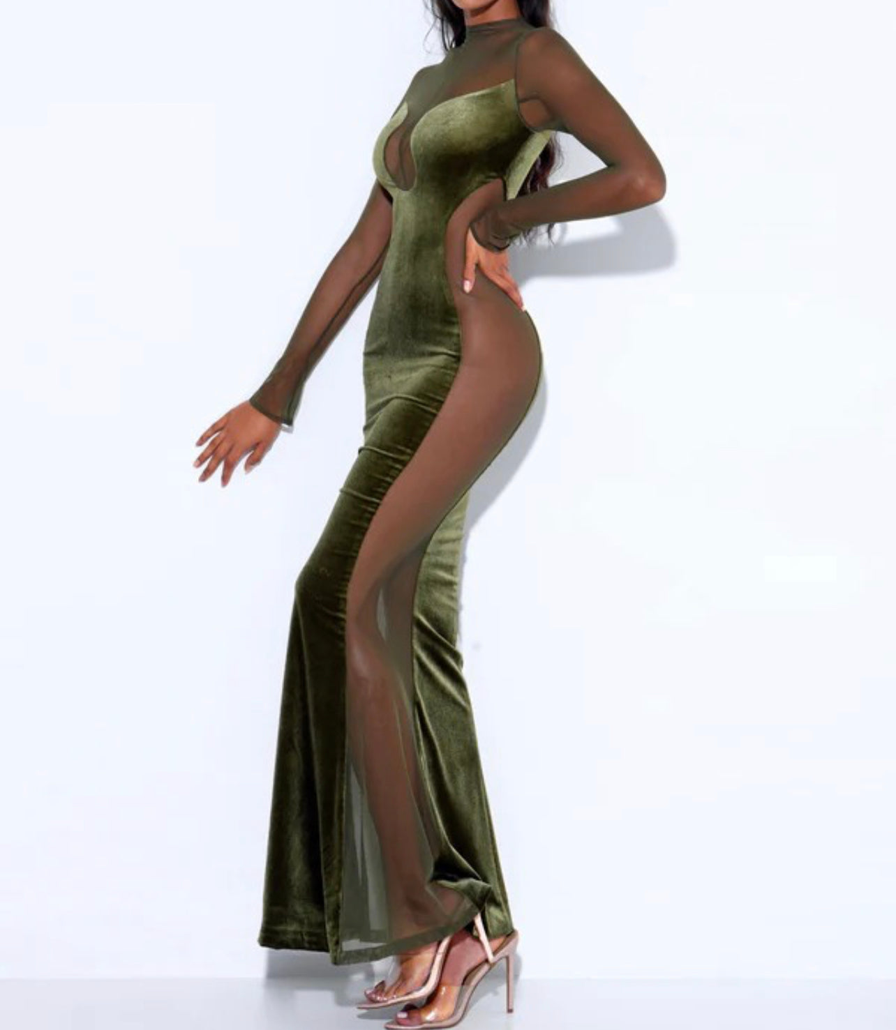PRE-ORDER Sulani Velvet Cut Out Mesh Gown