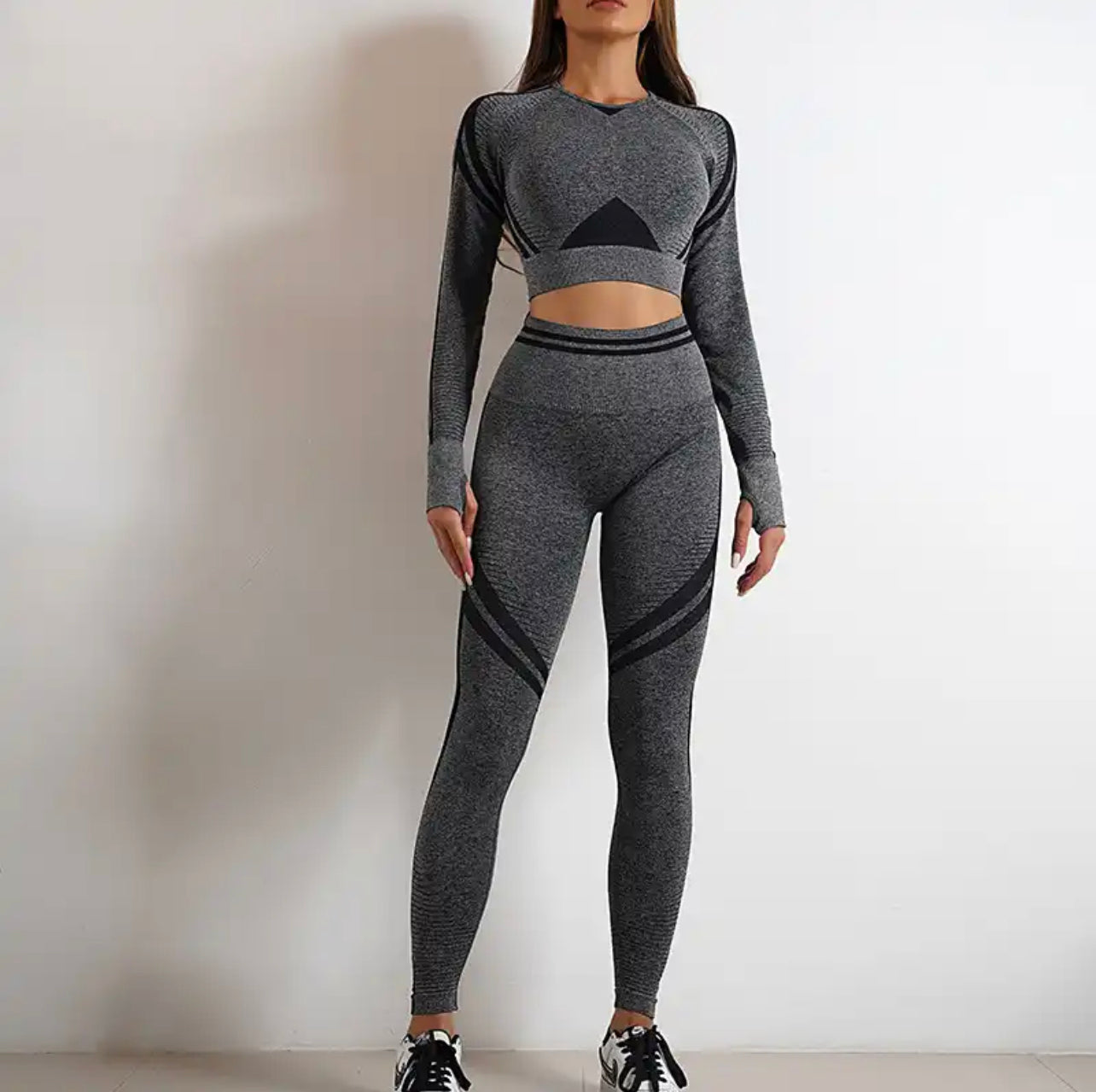 PRE-ORDER Tiffany Long Sleeved Seamless Backless Athletic Wear Set