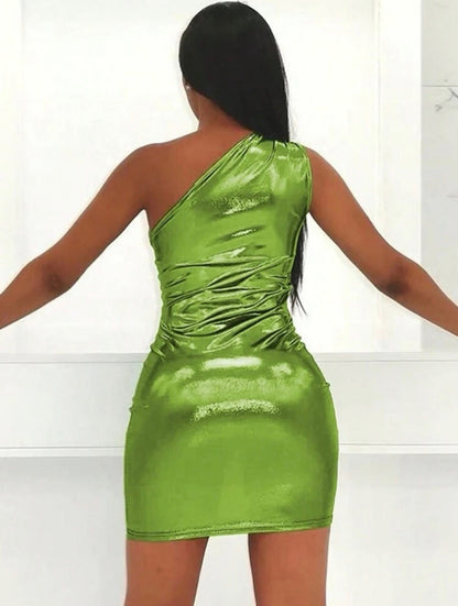 Stella Intergalactic Liquid Mini Dress - Neon Green