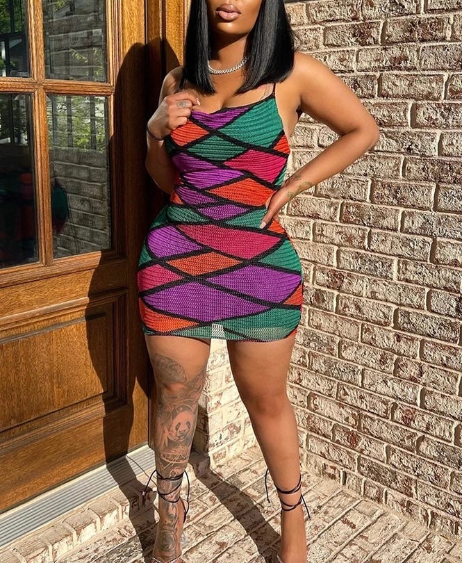 Suki Mesh Multi-Color Cutout Dress