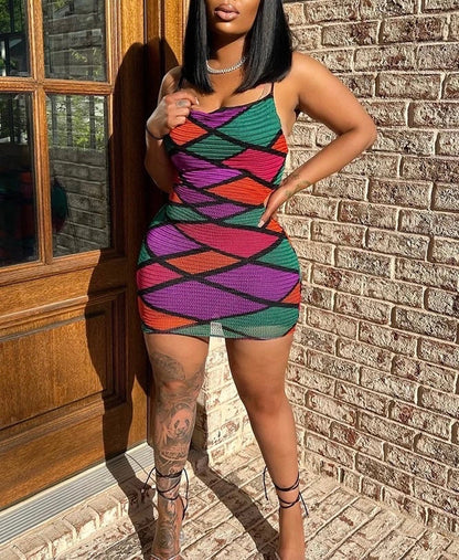 Suki Mesh Multi-Color Cutout Dress