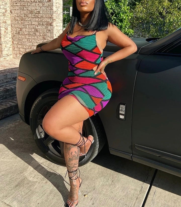 Suki Mesh Multi-Color Cutout Dress