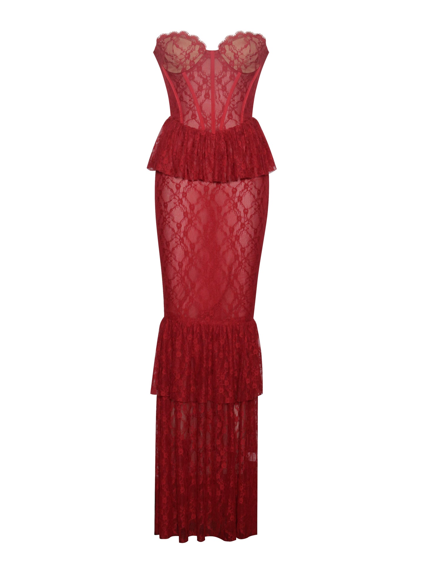 PRE-ORDER Rubí Lace Corset Maxi Dress x Burgundy