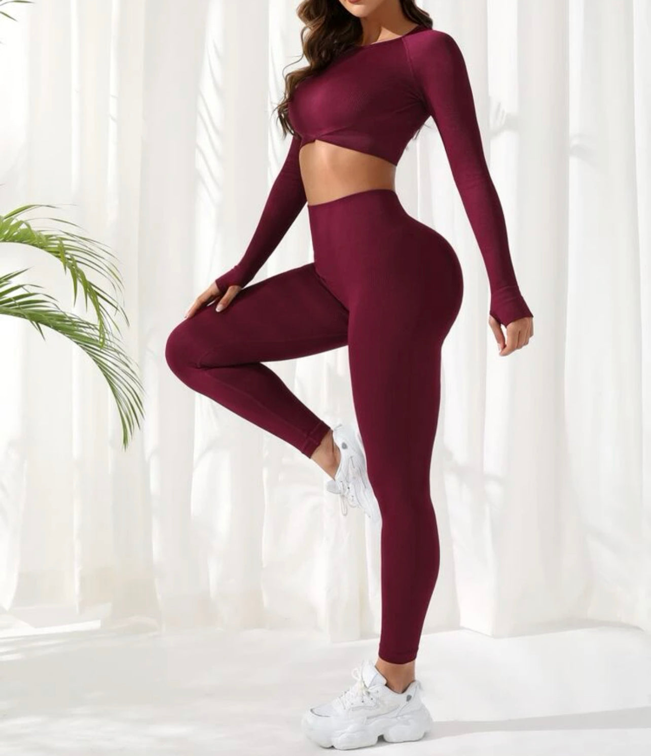 Zoraya 2 Piece Seamless Athletic Set x Dark Wine