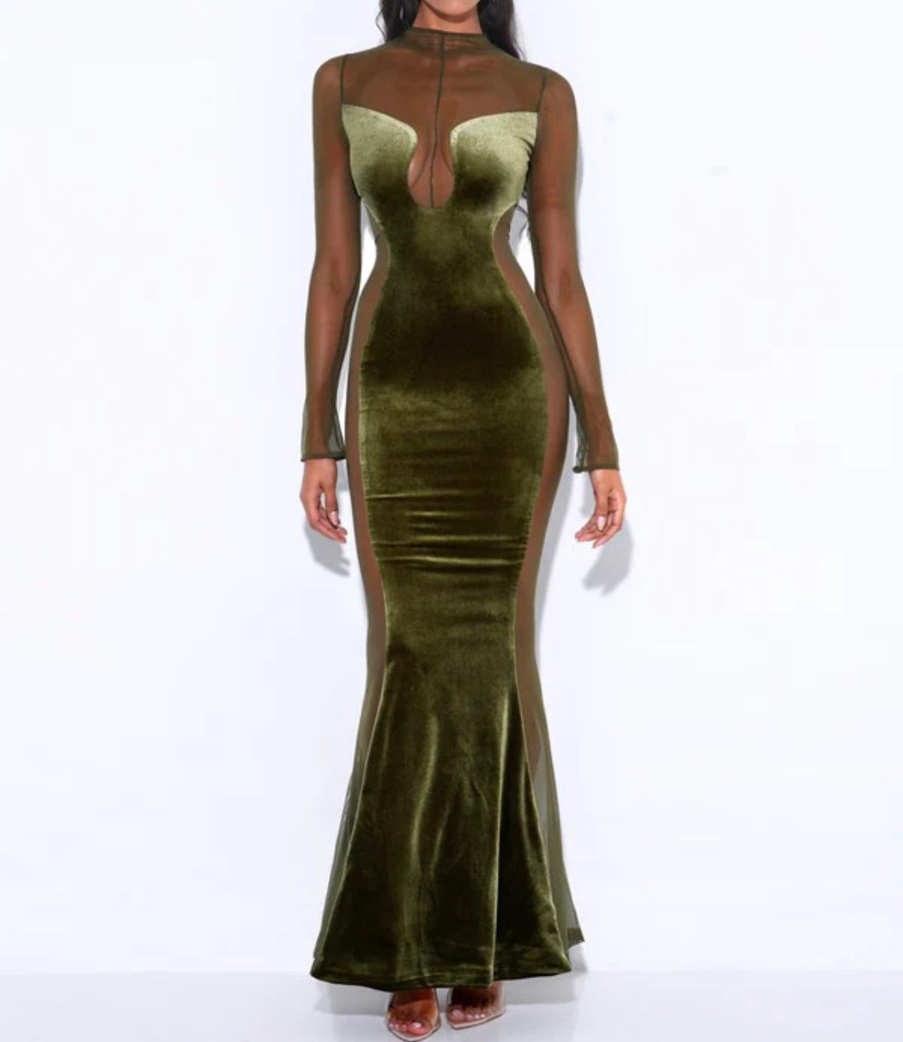 PRE-ORDER Sulani Velvet Cut Out Mesh Gown