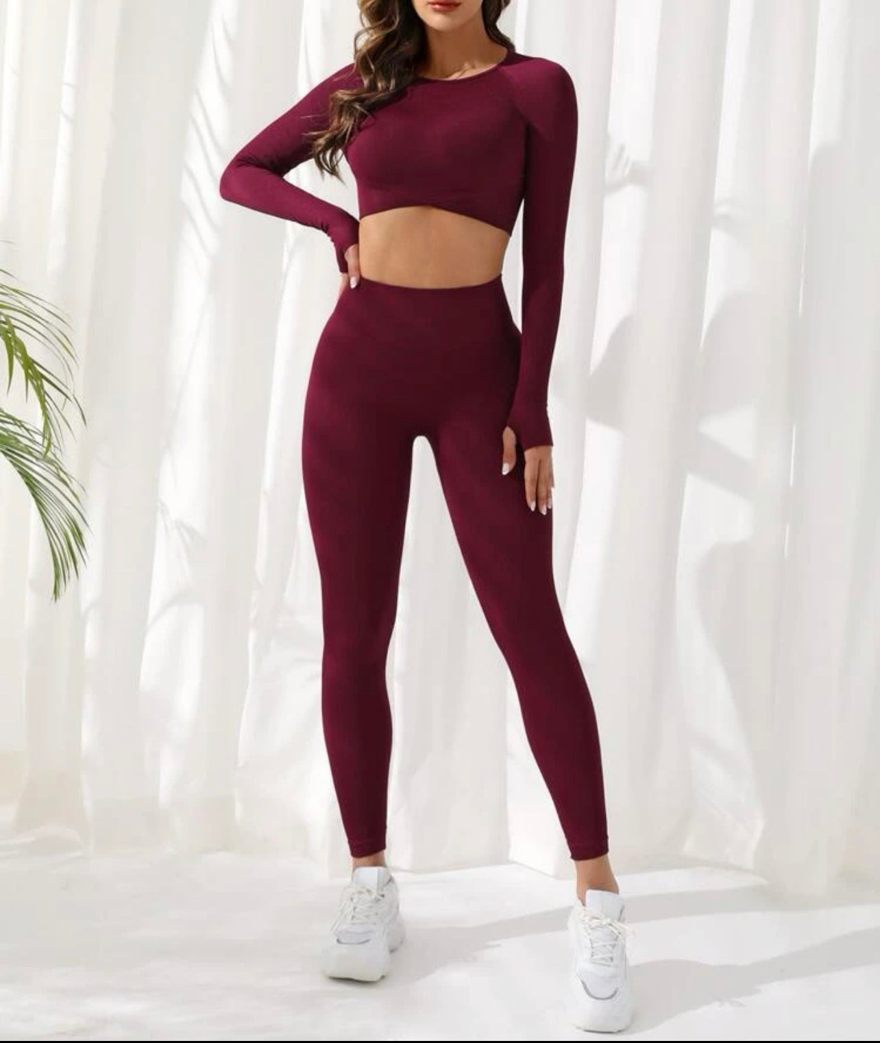 Zoraya 2 Piece Seamless Athletic Set x Dark Wine
