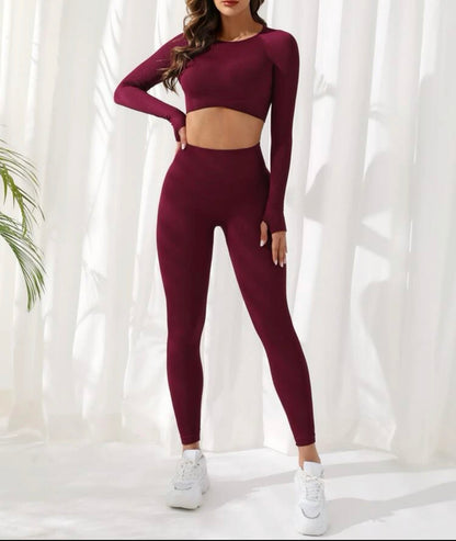 Zoraya 2 Piece Seamless Athletic Set x Dark Wine
