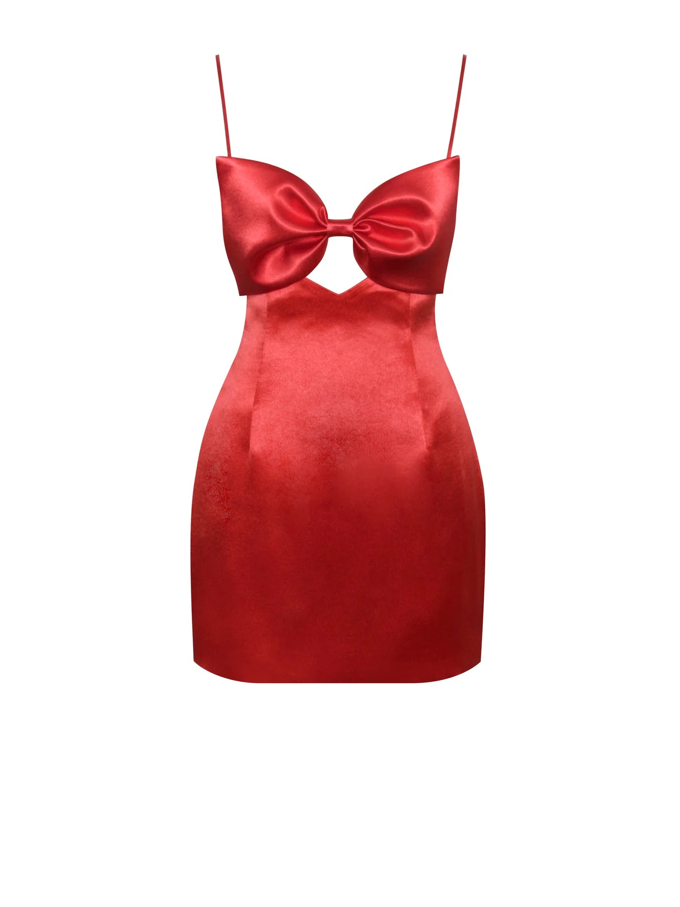 PRE-ORDER Christy Satin Bow Mini Dress x Red