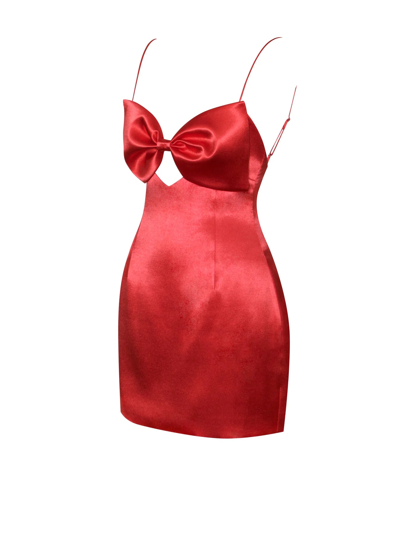 PRE-ORDER Christy Satin Bow Mini Dress x Red