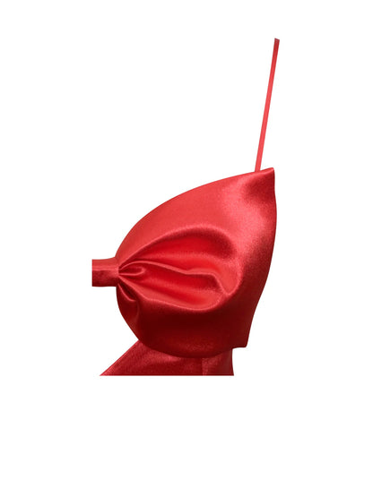 PRE-ORDER Christy Satin Bow Mini Dress x Red