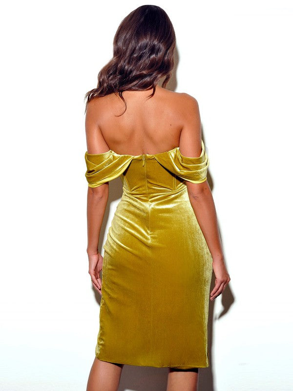 Pre-order Gabriella Velvet Dress x Gold
