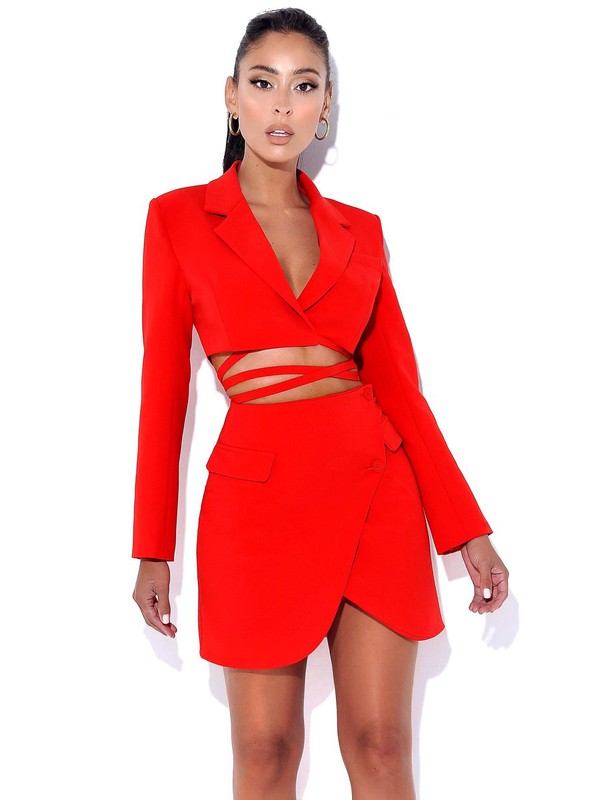 Camille Crossover Skirt  Co-ORD x Red