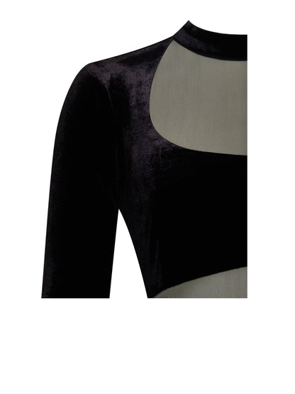 PRE-ORDER Angelika Velvet Sheer Cutout Dress x Noir