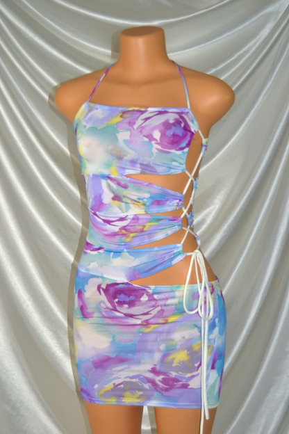Tahiti Side Cutout Bodycon Dress - Floral