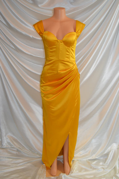 Belle Satin Corset Gown x Gold