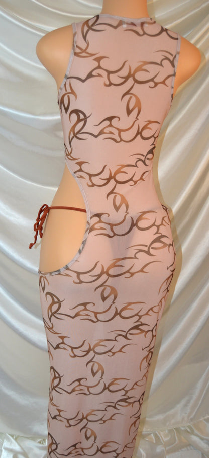 Sofia Cutout Dress - Brown Flame