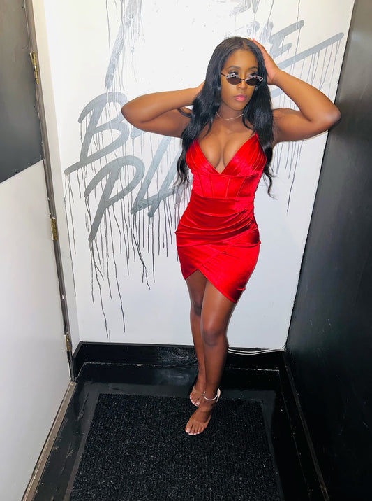 Thalia Silk Corset Dress x Ruby Red