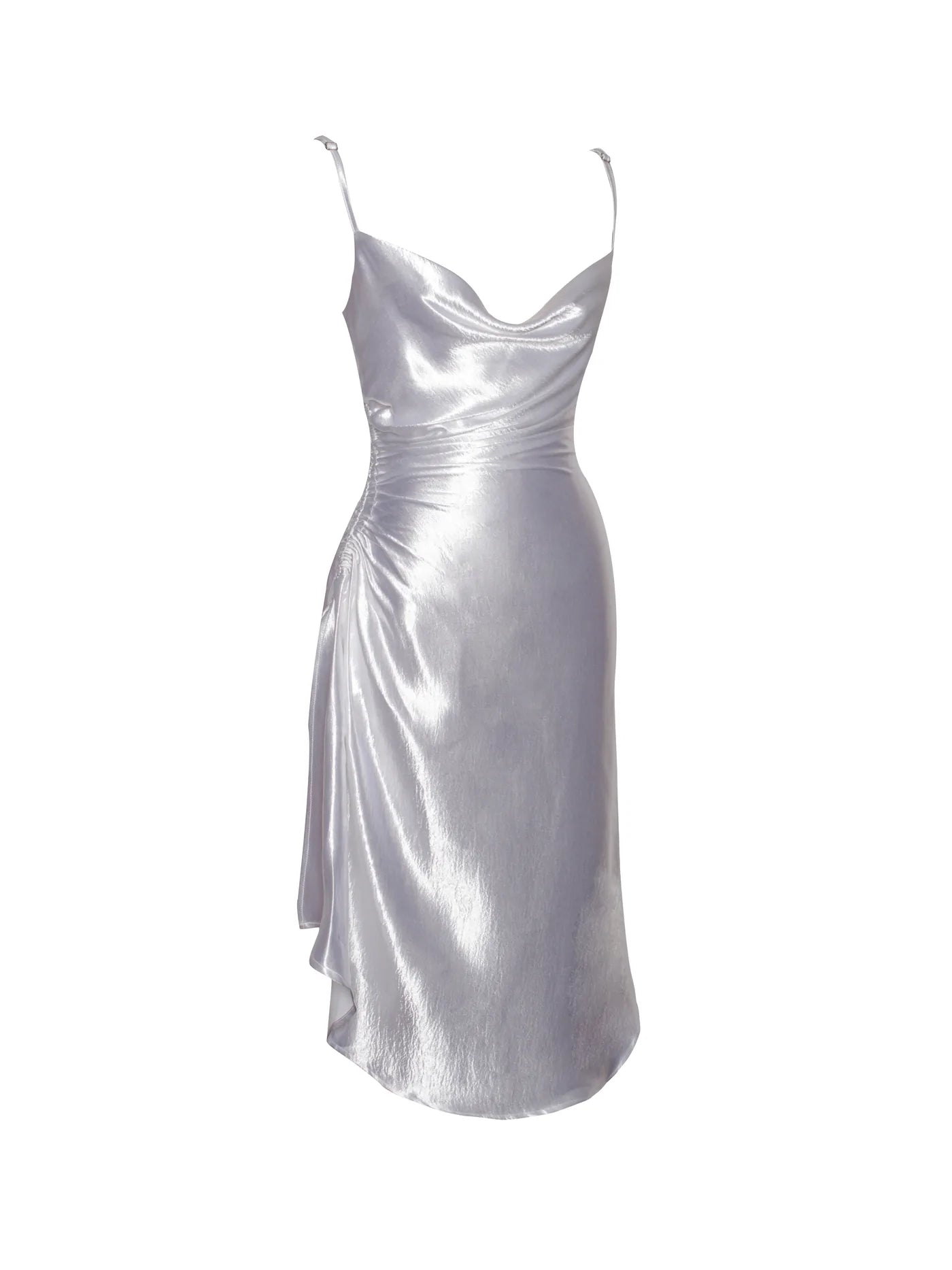 PRE-ORDER Celia Satin Side Slit Dress x Pearl