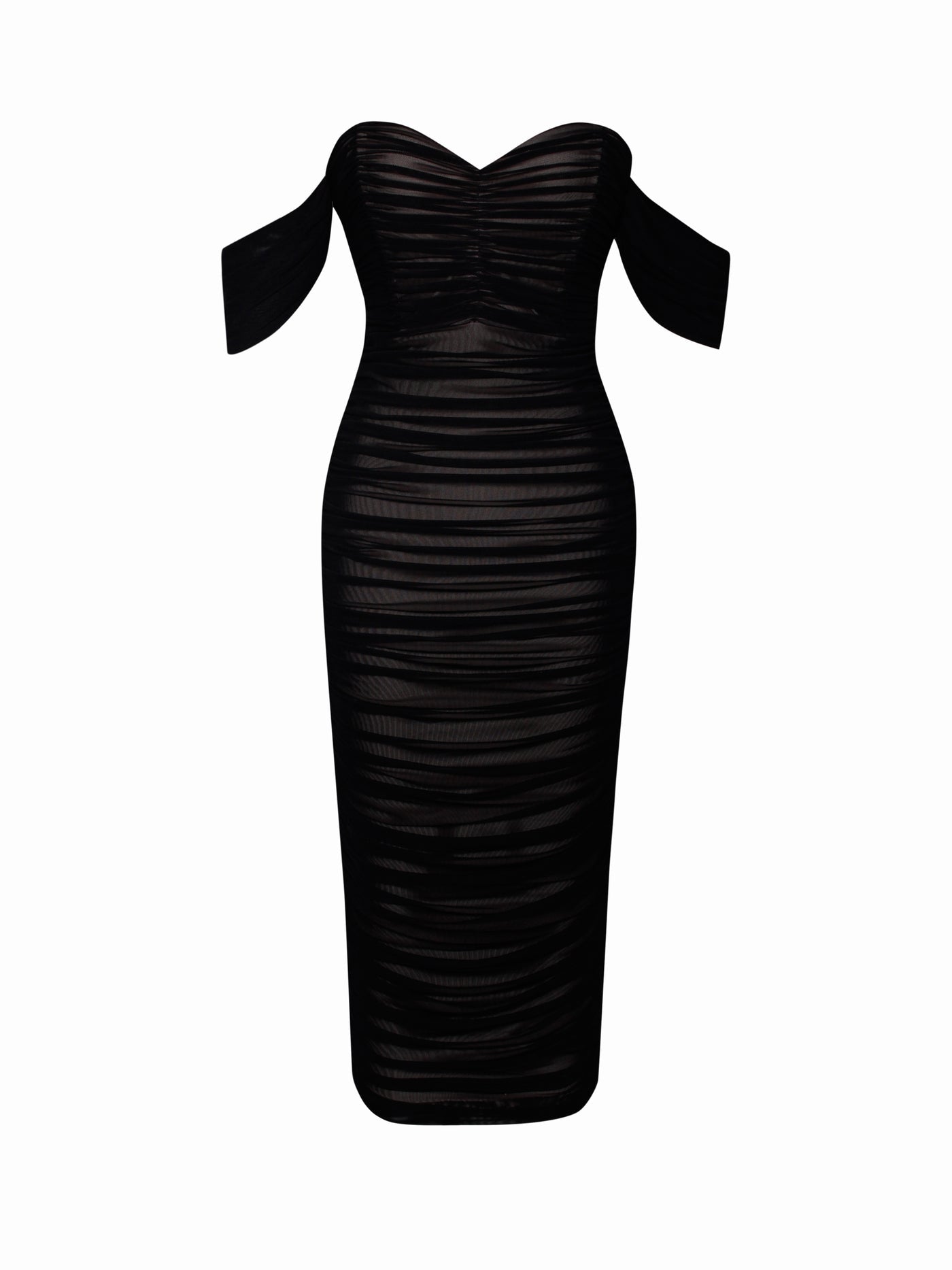 PRE-ORDER Mia Off Shoulder Mesh Maxi Dress x Black