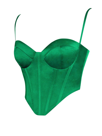 PRE-ORDER Emerald Green Satin Corset Top